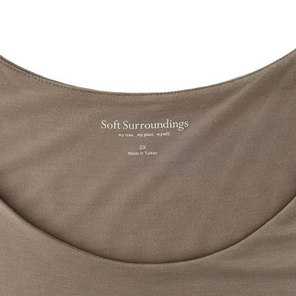 Soft Surroundings Women's 2X Beige Layered Rayon Sleeveless Tunic Tank Top - Picture 8 of 10